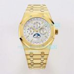 BF Factory Swiss AP Royal Oak Perpetual Calendar 26606 Yellow Gold Silver Dial Watch 41MM
